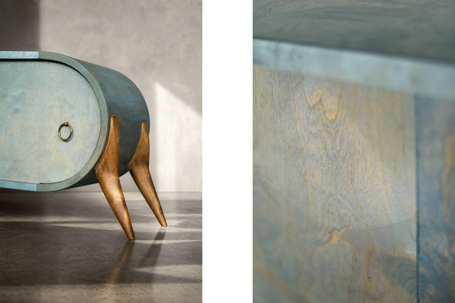 Mid-Century Modern Italian Turquoise Streamline Wood Sideboard, 1960s
