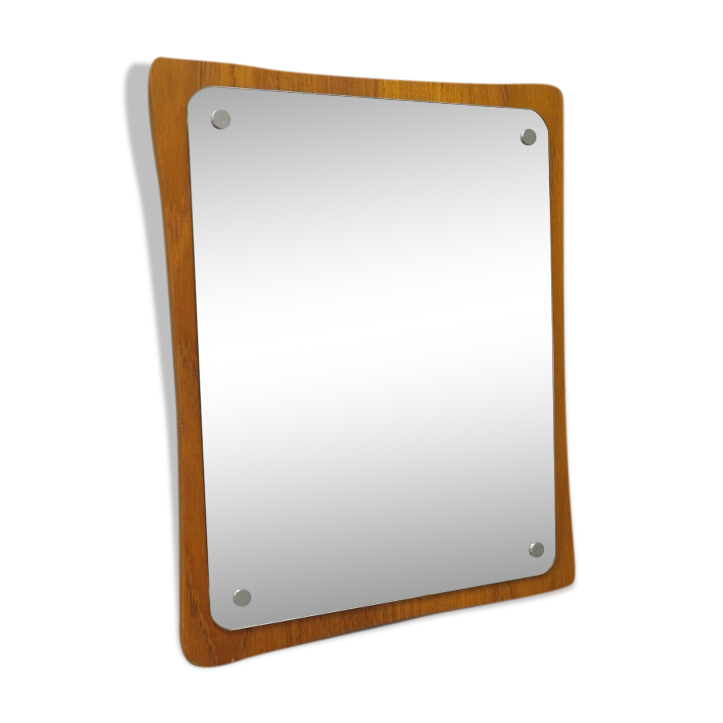 Scandinavian Minimalist Teak Mirror 1960s 36x30cm