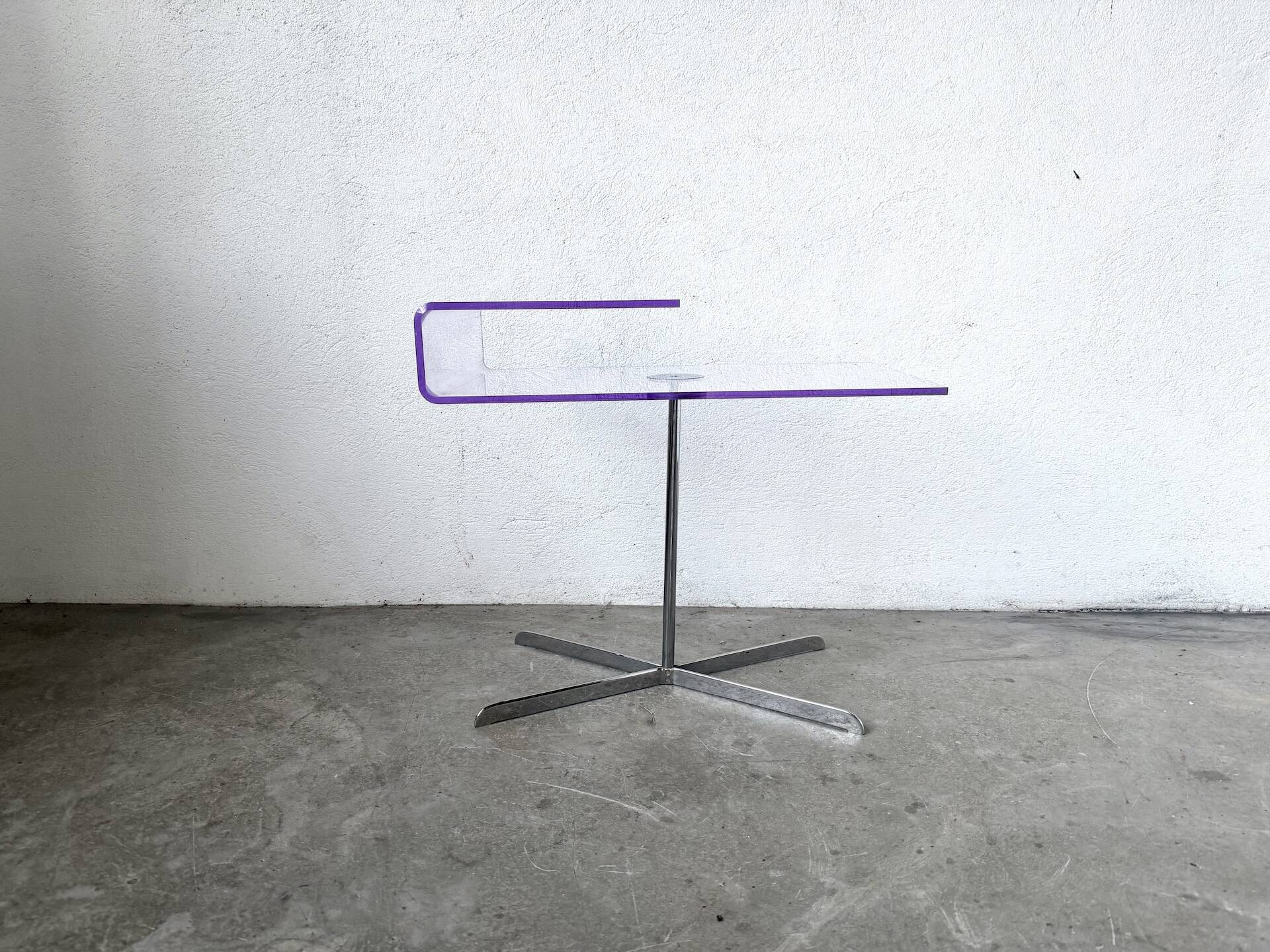 Transparent acrylic and chrome side table, 1970s design.