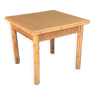 Vintage bamboo and wicker folding table Dal Vera 1970