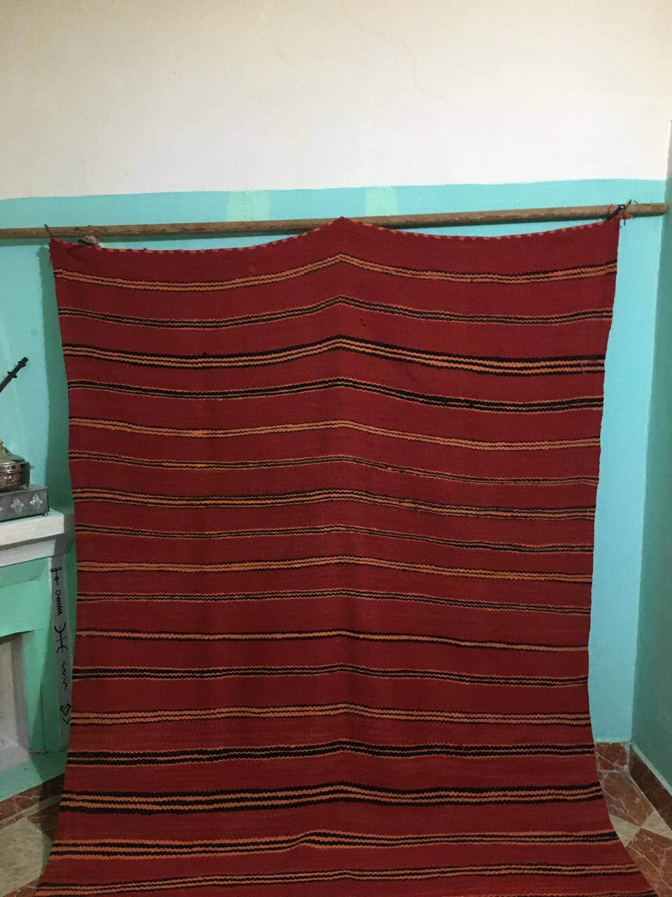 Vintage Berber red rug 370cm×187cm