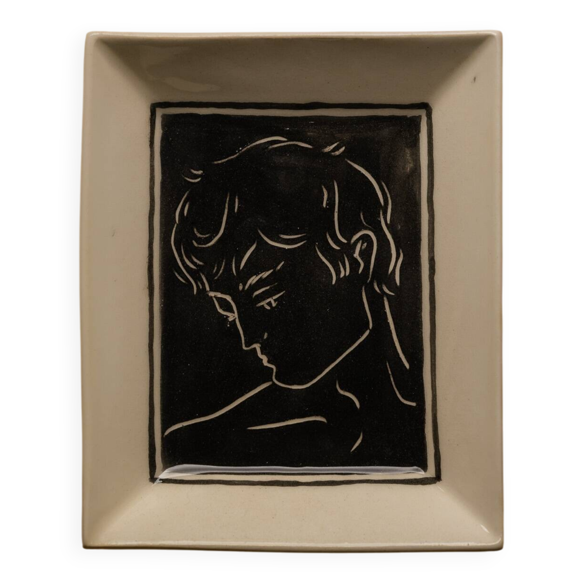 Vide-poche en céramique noire et blanche