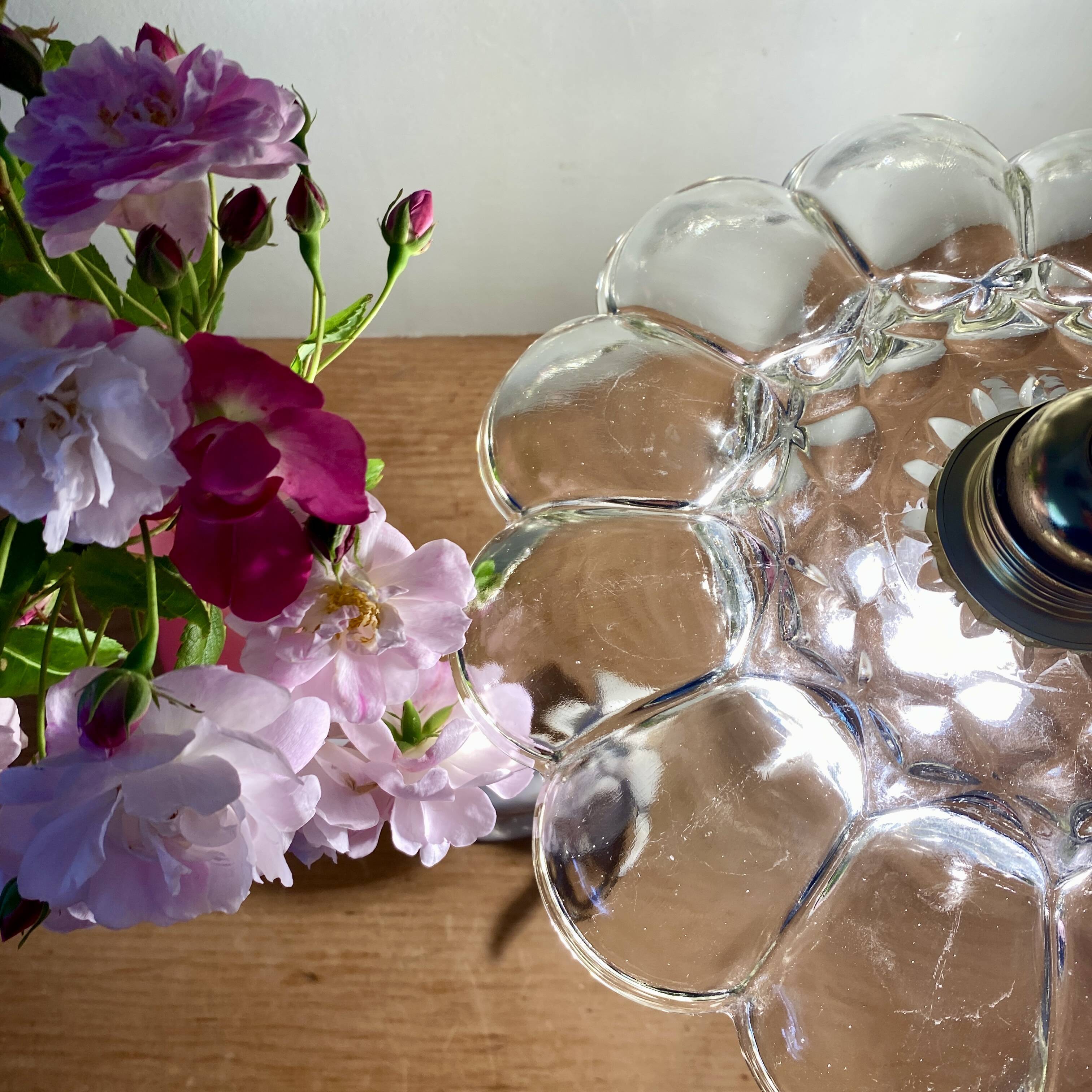 Vintage molded glass lampshade pendant light - tableware collection -