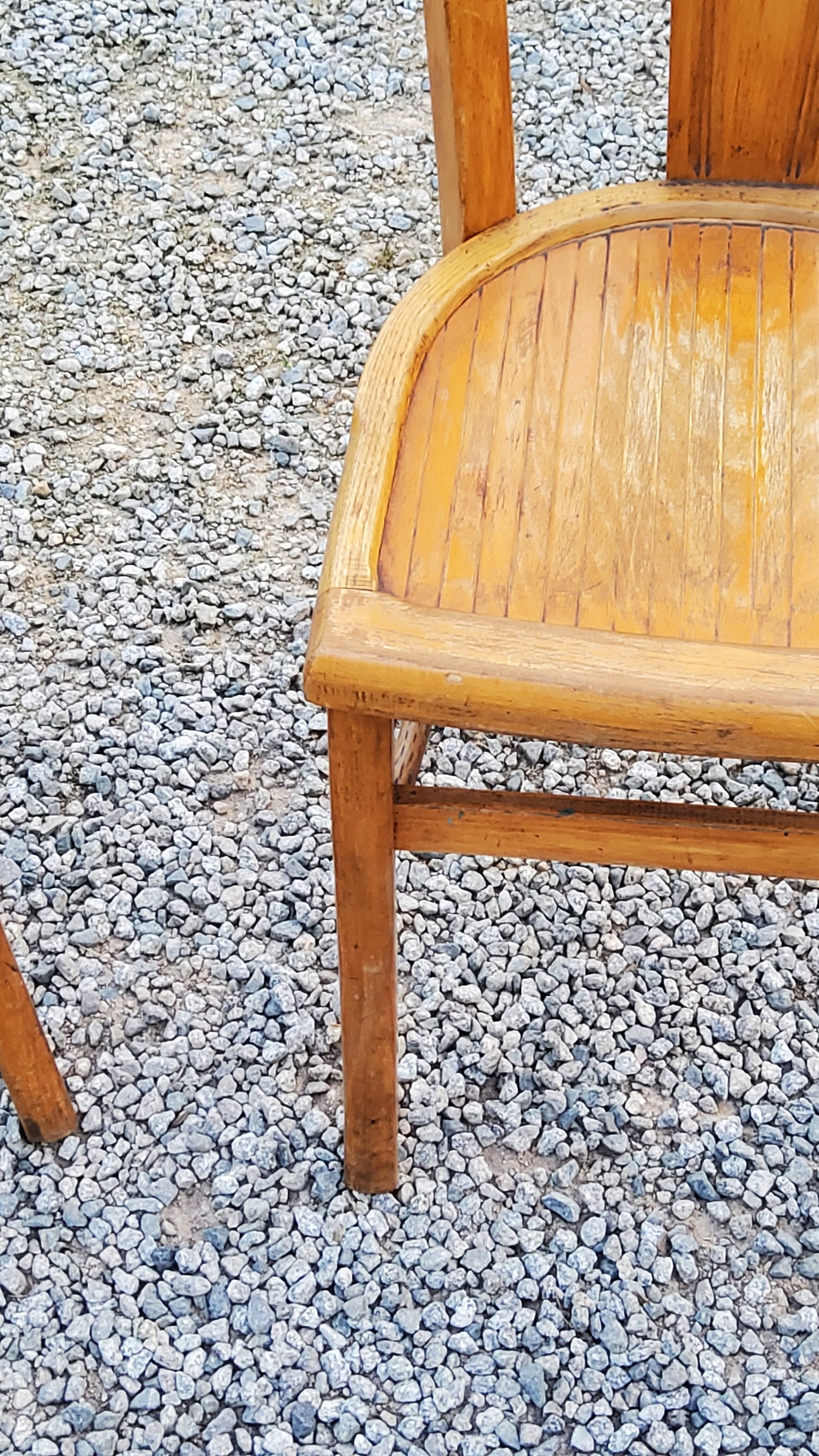 Set of 4 bistro chairs in beech and blond oak from the 50s