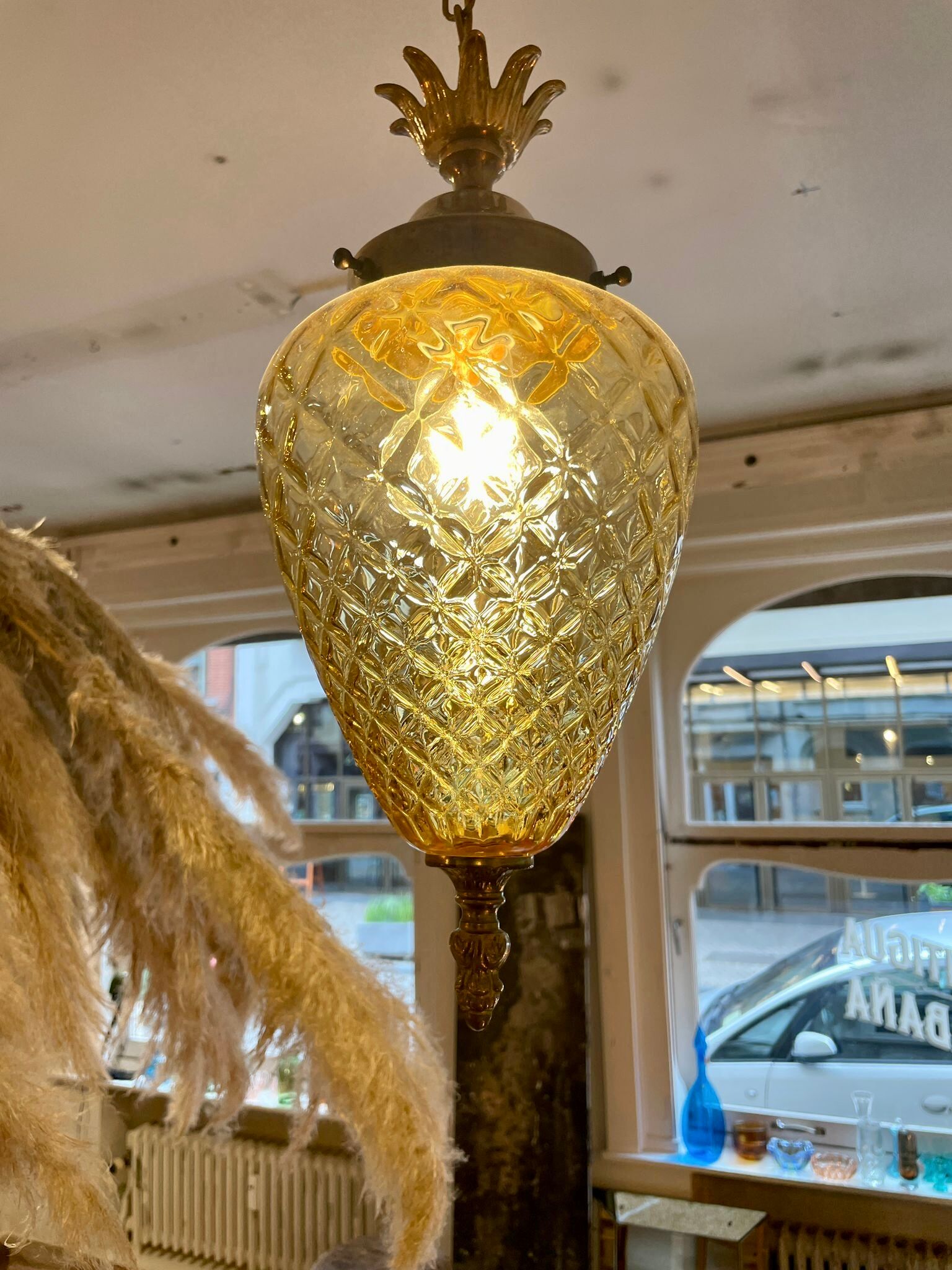 Amber pineapple chandelier from the 70s