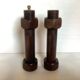 Wooden salt shaker and pepper screw-shaped nut salt and brutalist pepper
