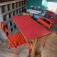 Red Formica bistro table 1950
