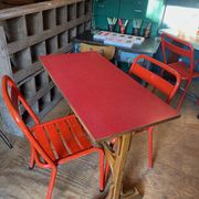 Red Formica bistro table 1950