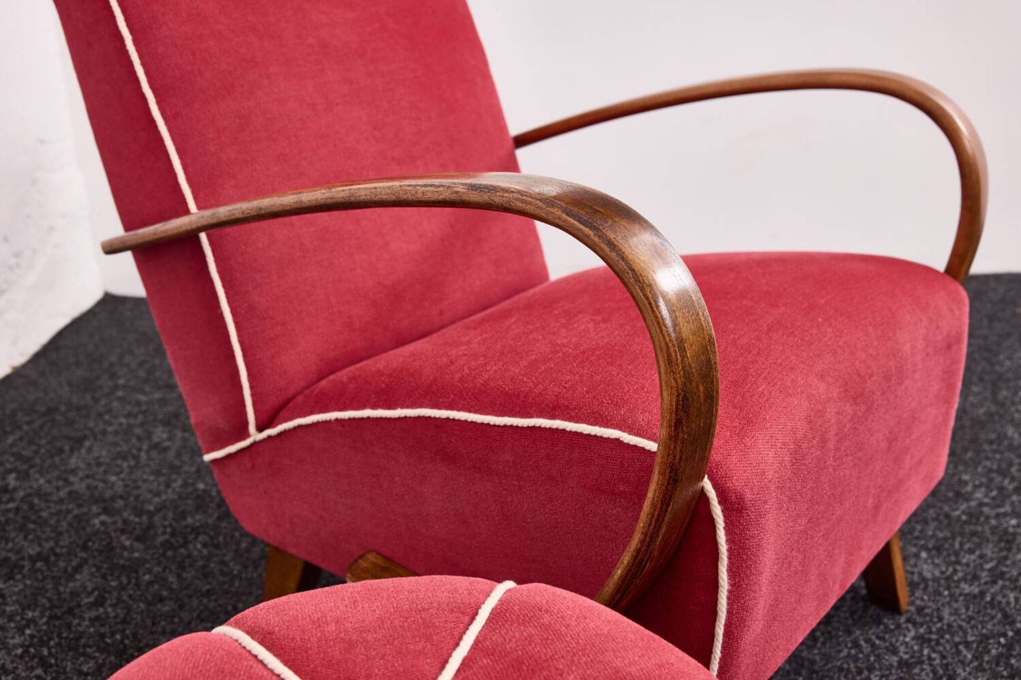 Fauteuils et tabourets Art Déco Jindřich Halabala H-530 années 1940, Up Závody