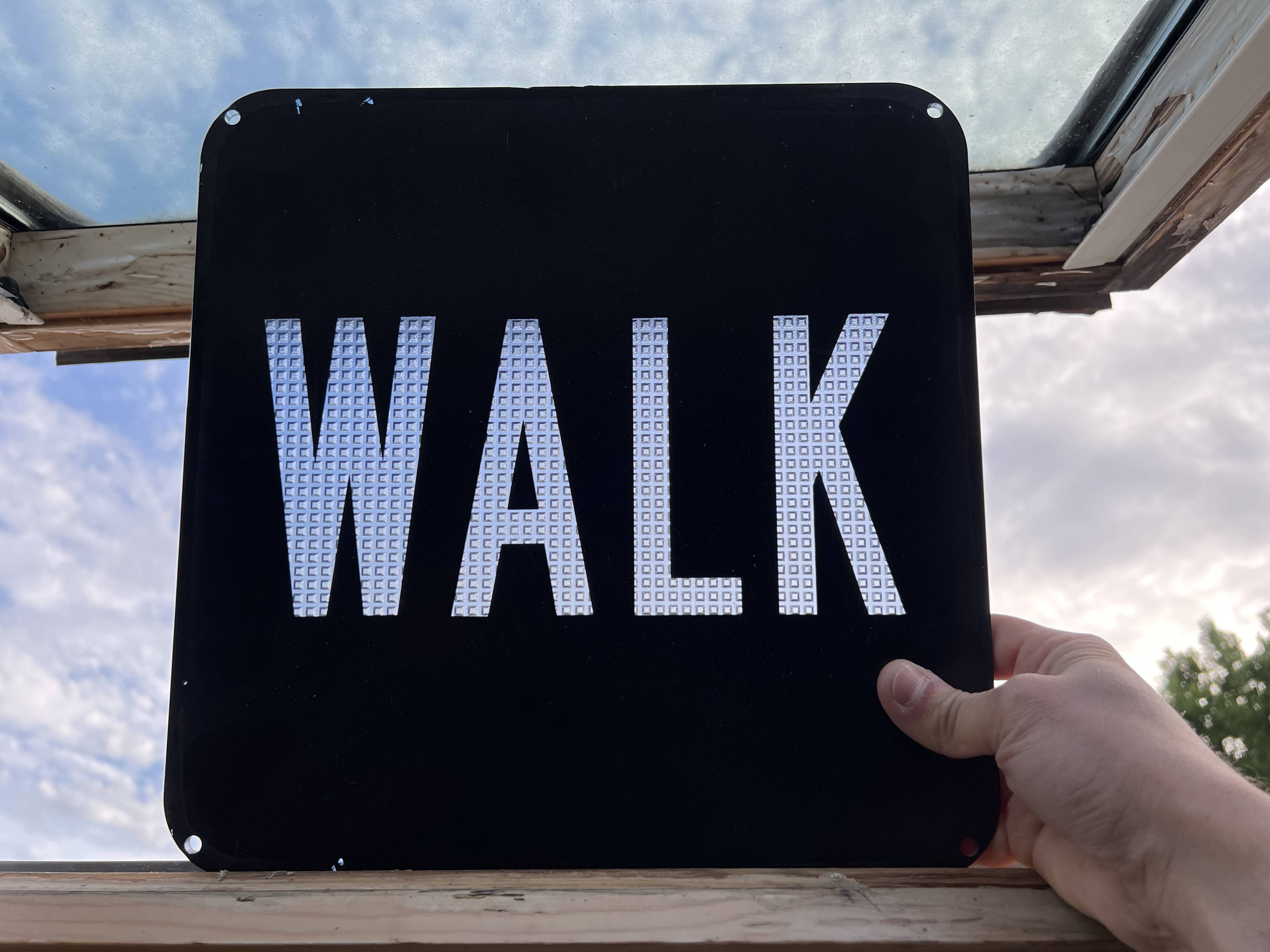 Old signs new york traffic us walk don't walk pair
