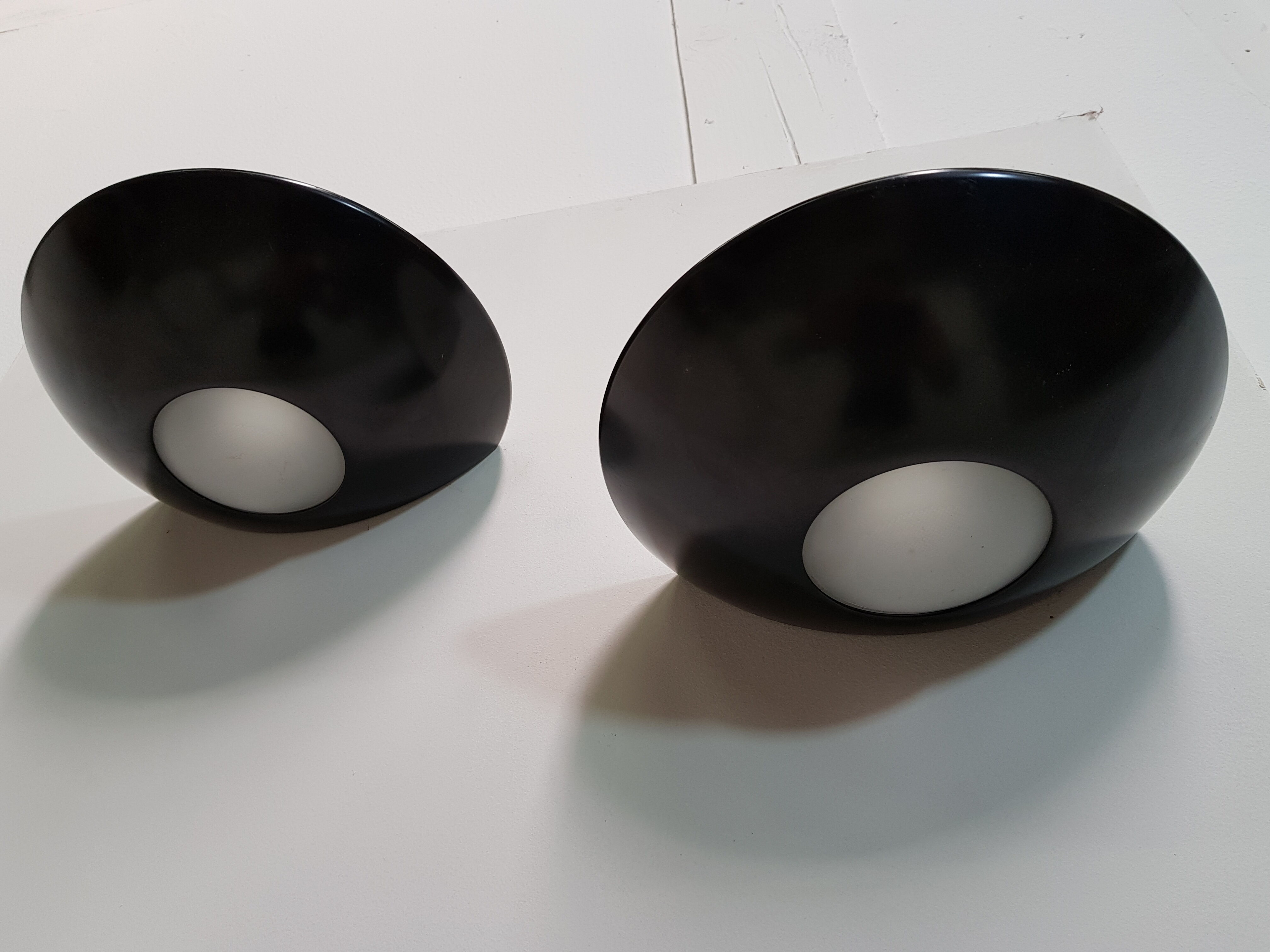 Pair of  wall light vintage metal  and opaline 70s
