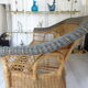 Vintage rattan lounge: one bench, two armchairs