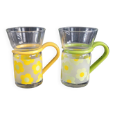 Paire de tasses à thé en verre et anse plastique