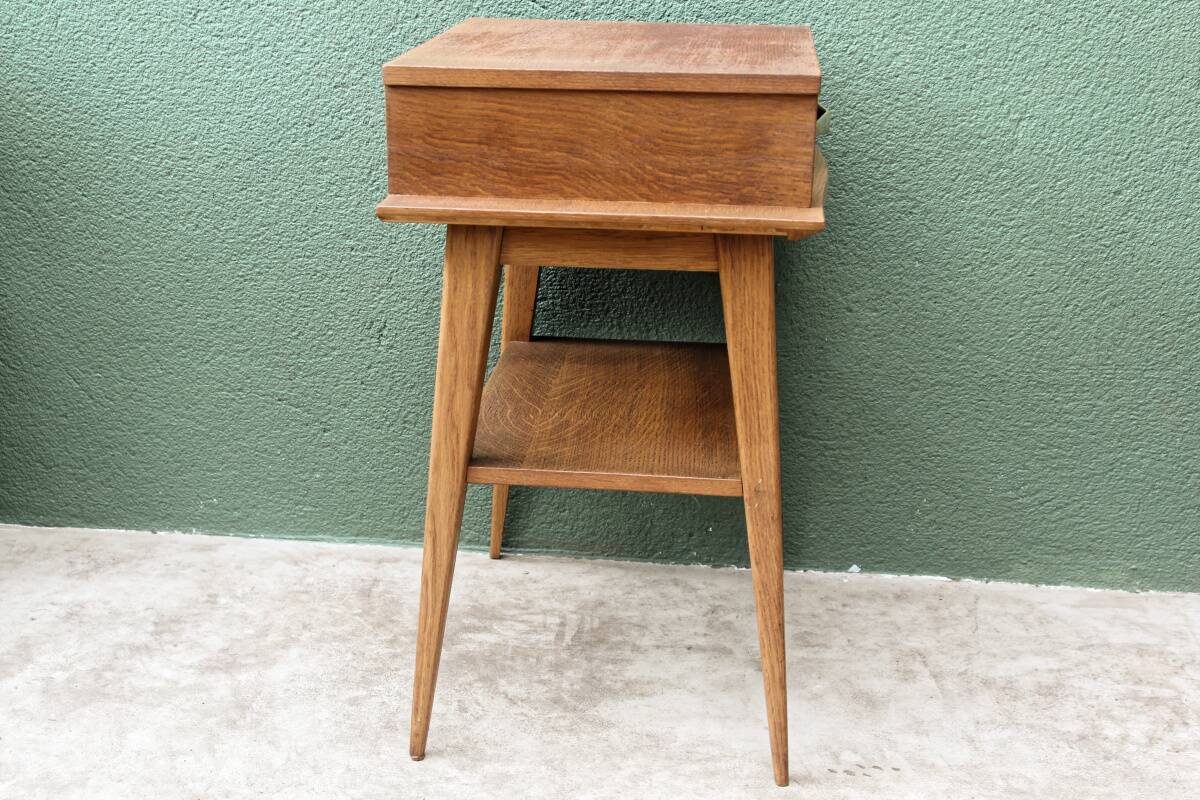 Pair of bedside tables, 1950s, compass legs