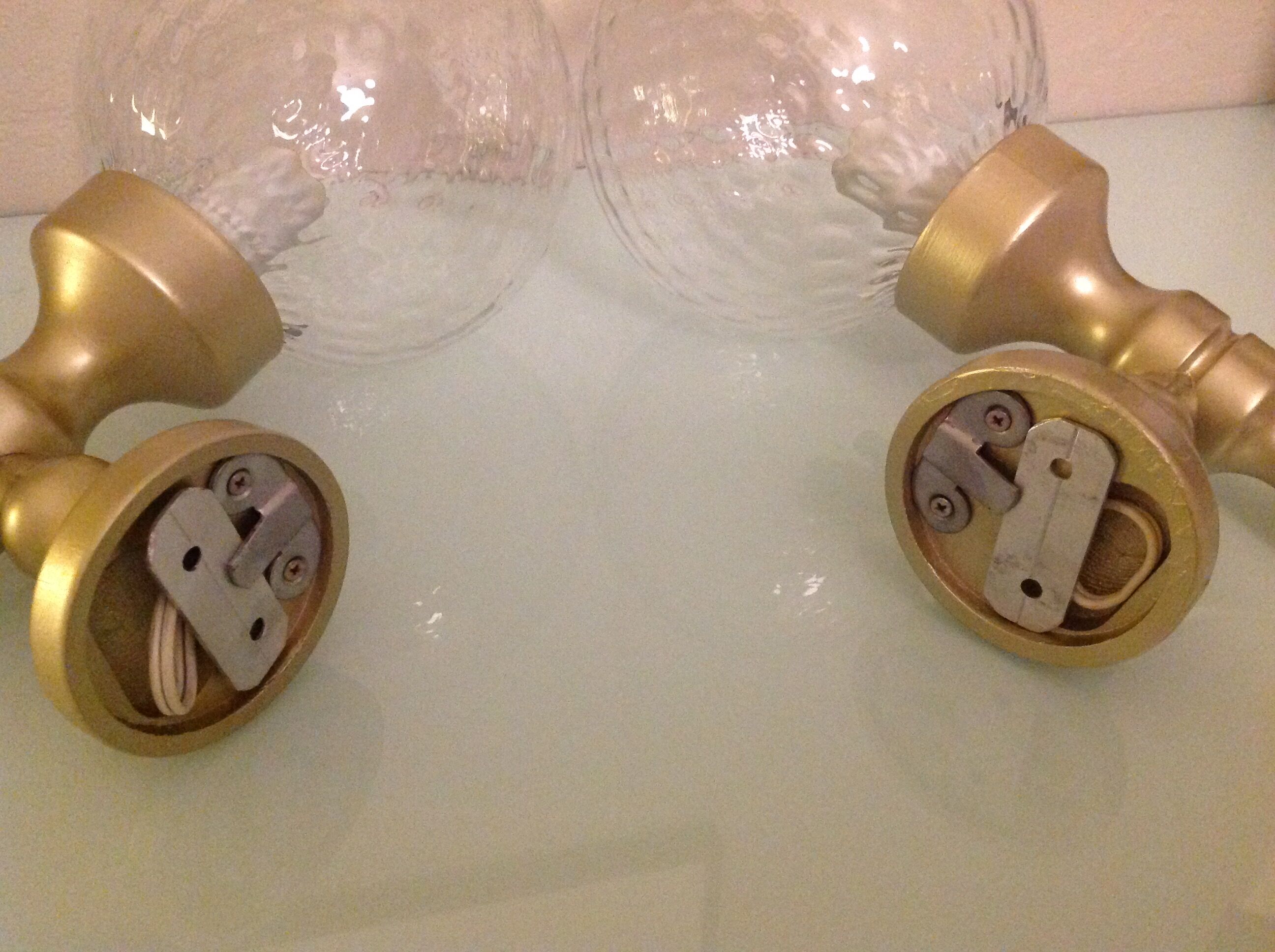 Pair of glass and gilded wood globes /vintage 60-70