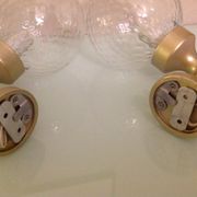 Pair of glass and gilded wood globes /vintage 60-70