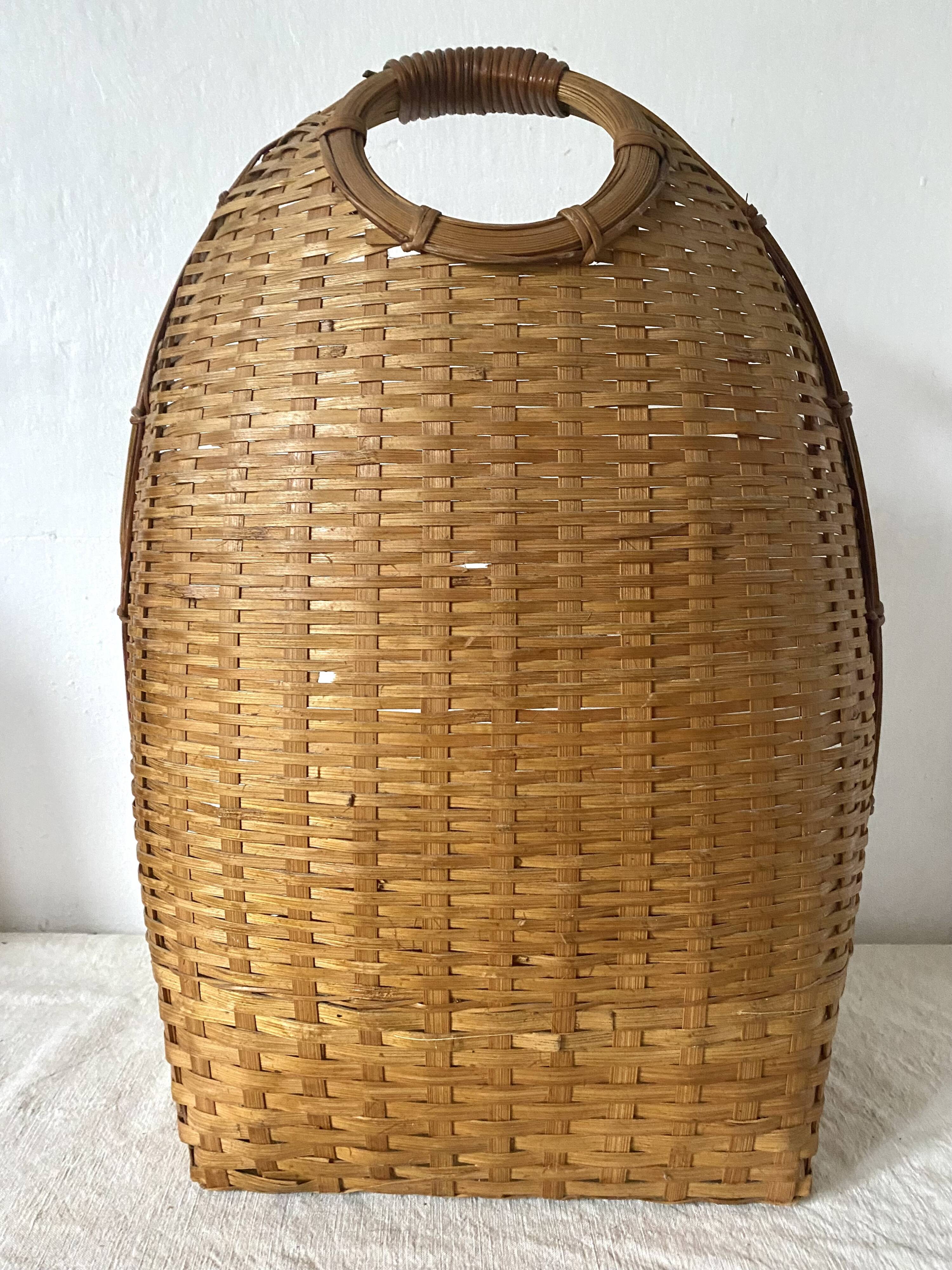 Woven rattan basket, storage or hanging basket