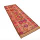 Long Tapis Couloir Vintage Orange et Fuchsia à Motifs Géométriques,91x278Cm