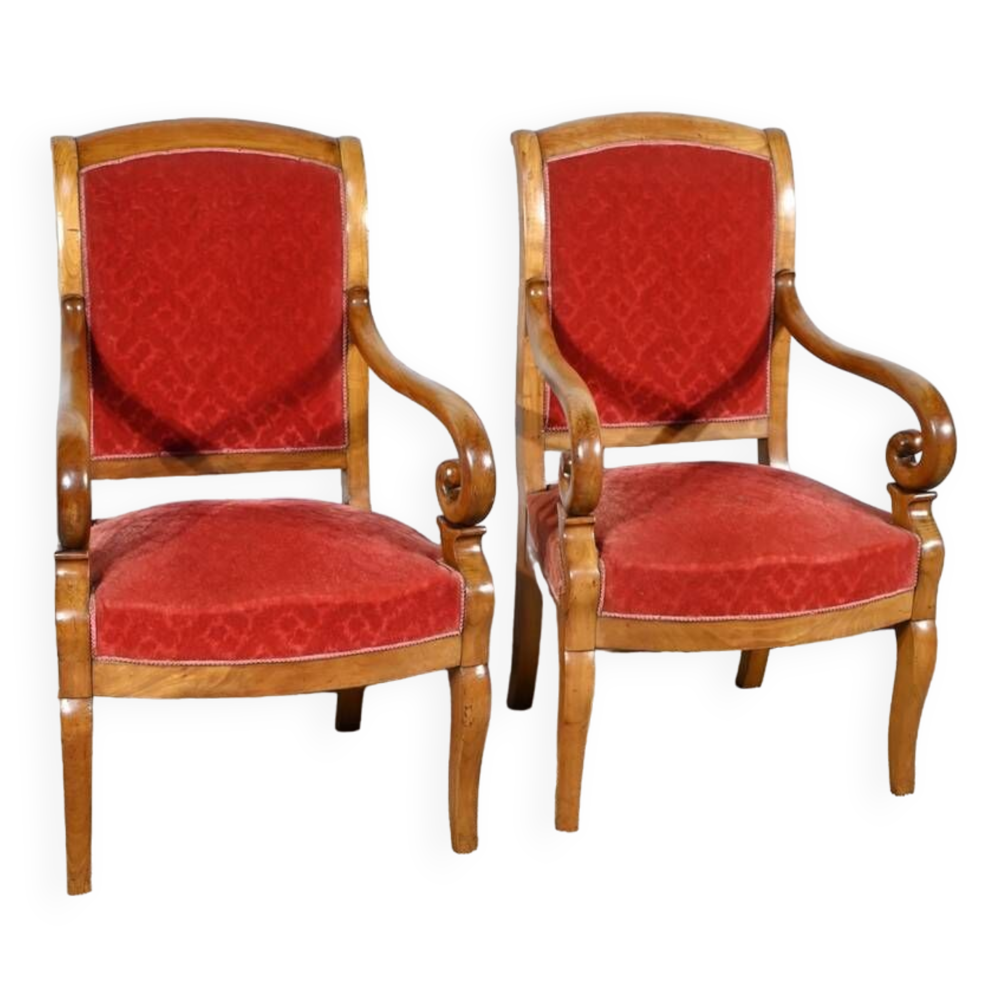 Pair of Cherry Wood Armchairs, Louis Philippe Period – 1st Part 19th