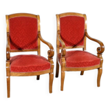 Pair of Cherry Wood Armchairs, Louis Philippe Period – 1st Part 19th
