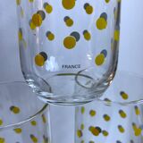 Set of 6 glasses with yellow weights made in france 70s