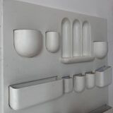 Vintage wall storage system in matte white ABS, Italy 1970s.