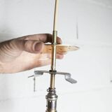 1960s Holophane Ball Pendant Chandelier, Thick Glass, 30 cm, and Vintage Brass