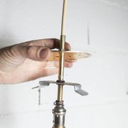 1960s Holophane Ball Pendant Chandelier, Thick Glass, 30 cm, and Vintage Brass