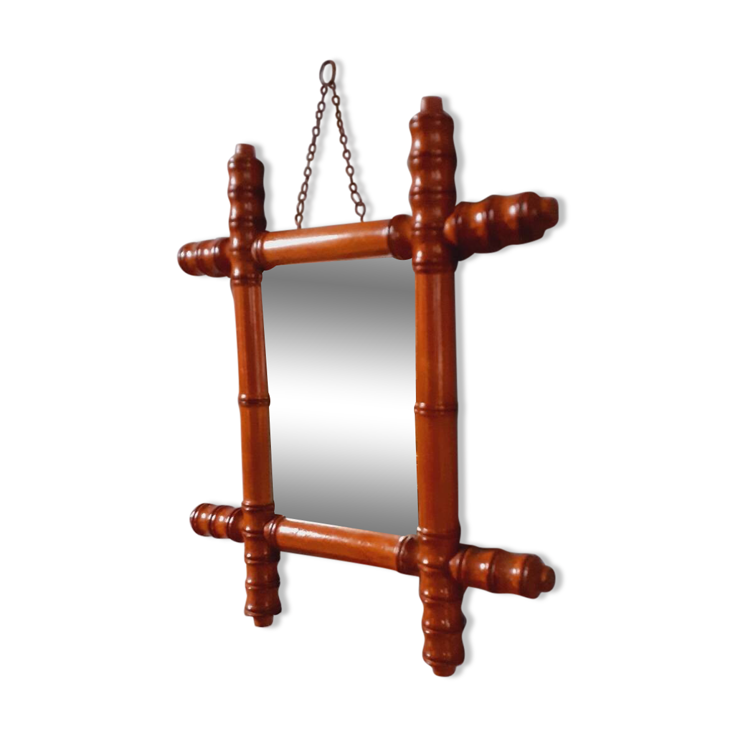 Late 19th century mirror circa 1900 in beech, bamboo shape