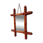 Miroir fin XIX ème vers 1900 en hêtre forme bambou