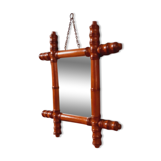 Late 19th century mirror circa 1900 in beech, bamboo shape