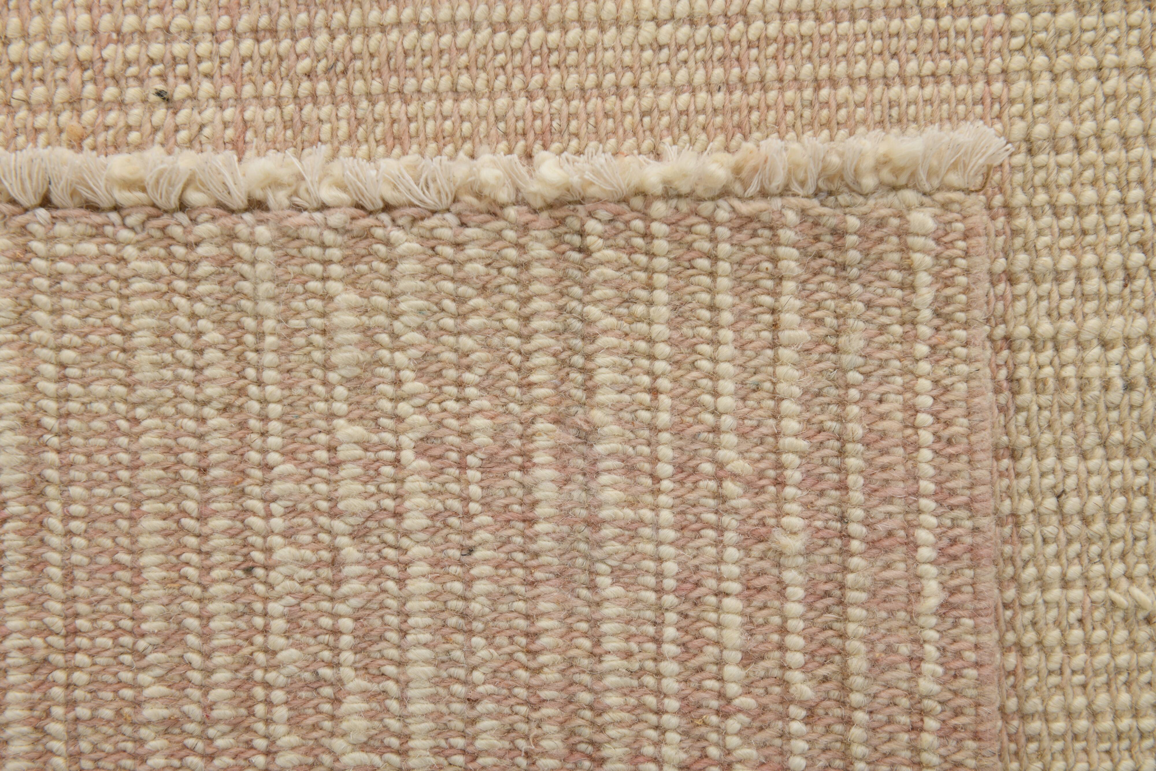7x10 Light Pink Handmade Wool Jute Kilim Rug, 224x325Cm