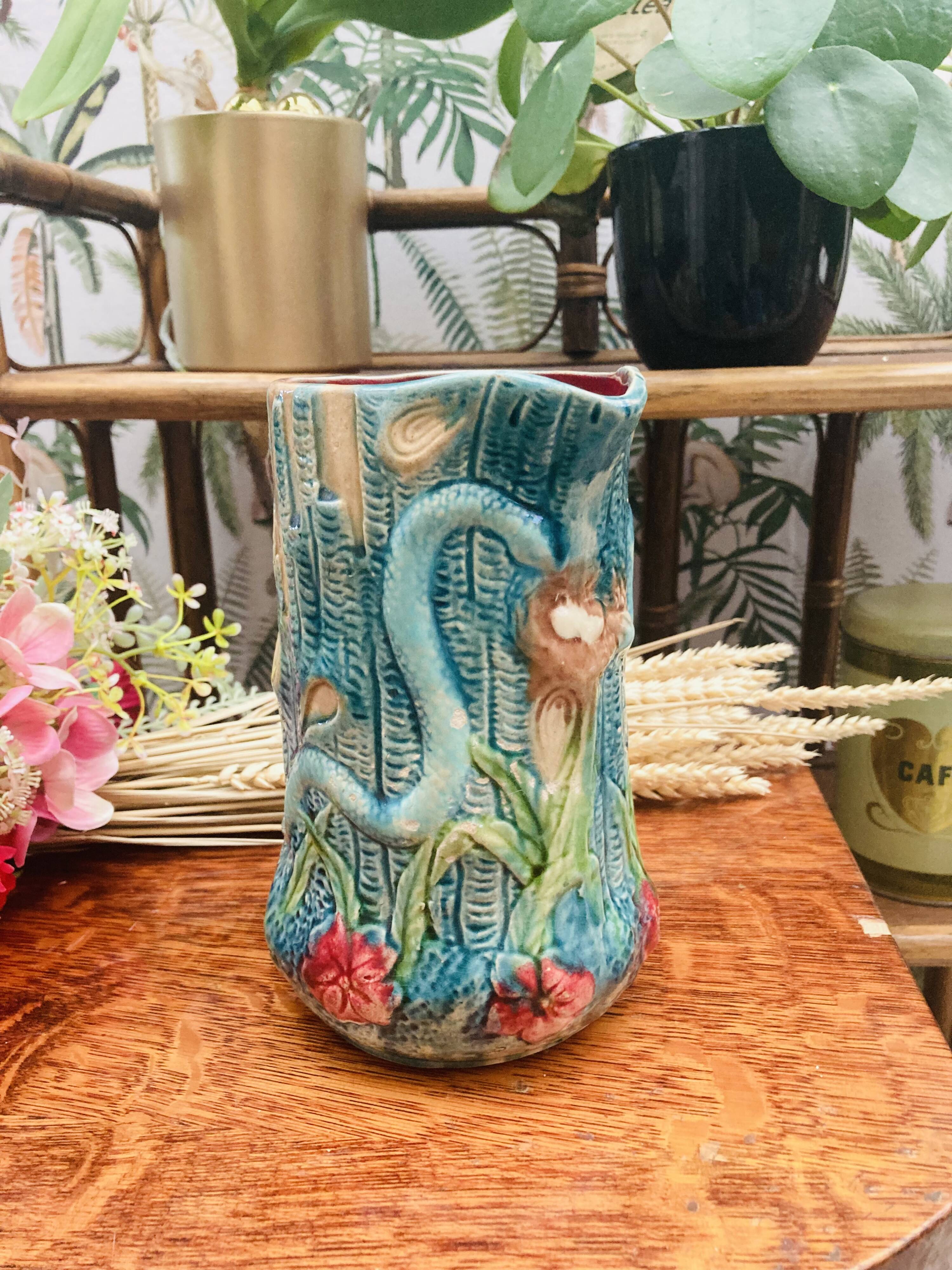 Vintage slip pitcher vase