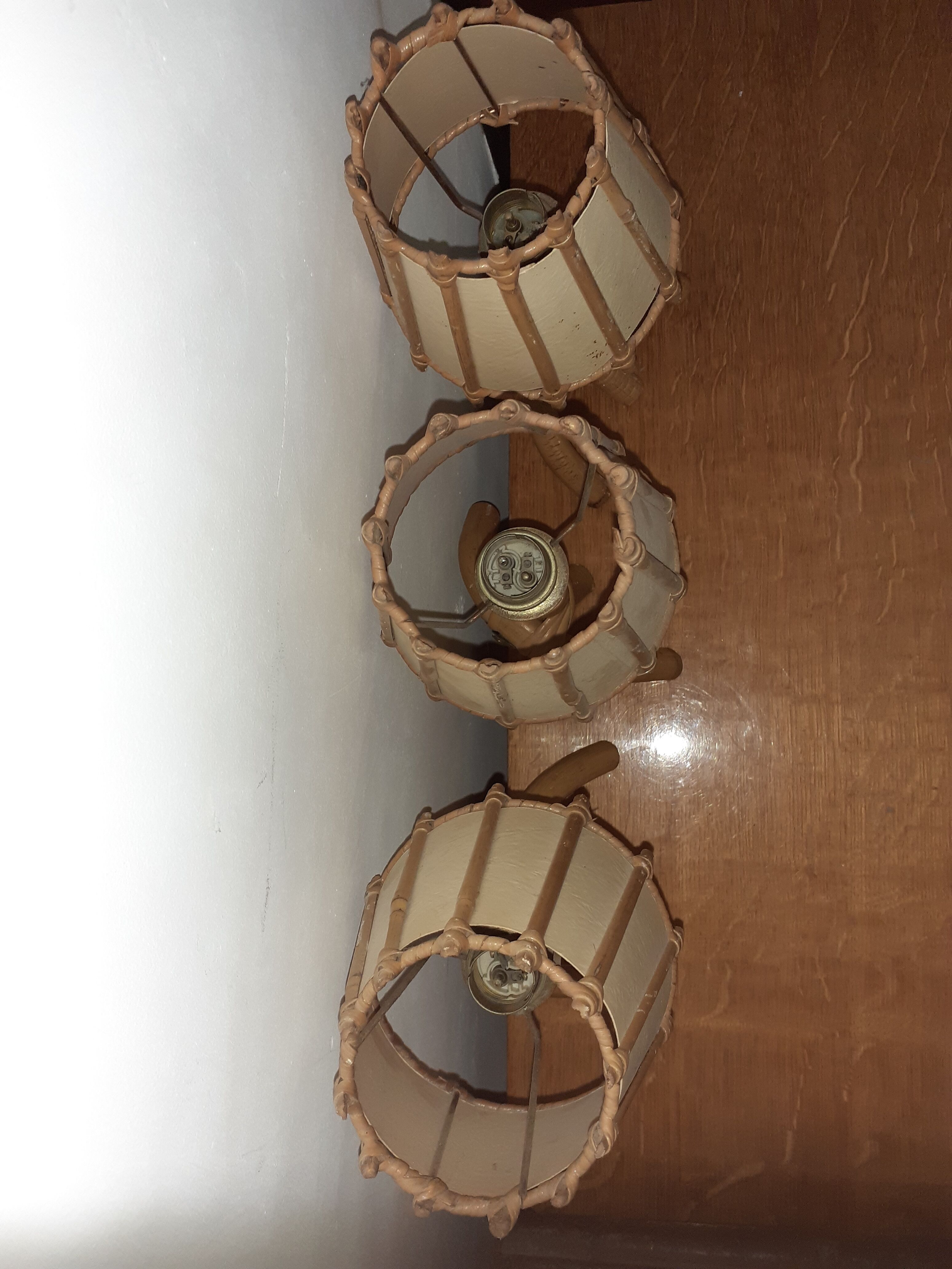 3 rattan sconces 50s