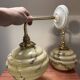 Pair of vintage marbled opaline globe wall lights