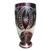 Vase en cristal de Bohème/Boho tchèque, Rouge bordeaux, vintage
