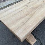 Restored 19th-century monastery dining table in solid oak, 220cm