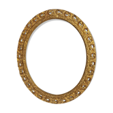 Ancien cadre ovale bois ajouré & stuc doré