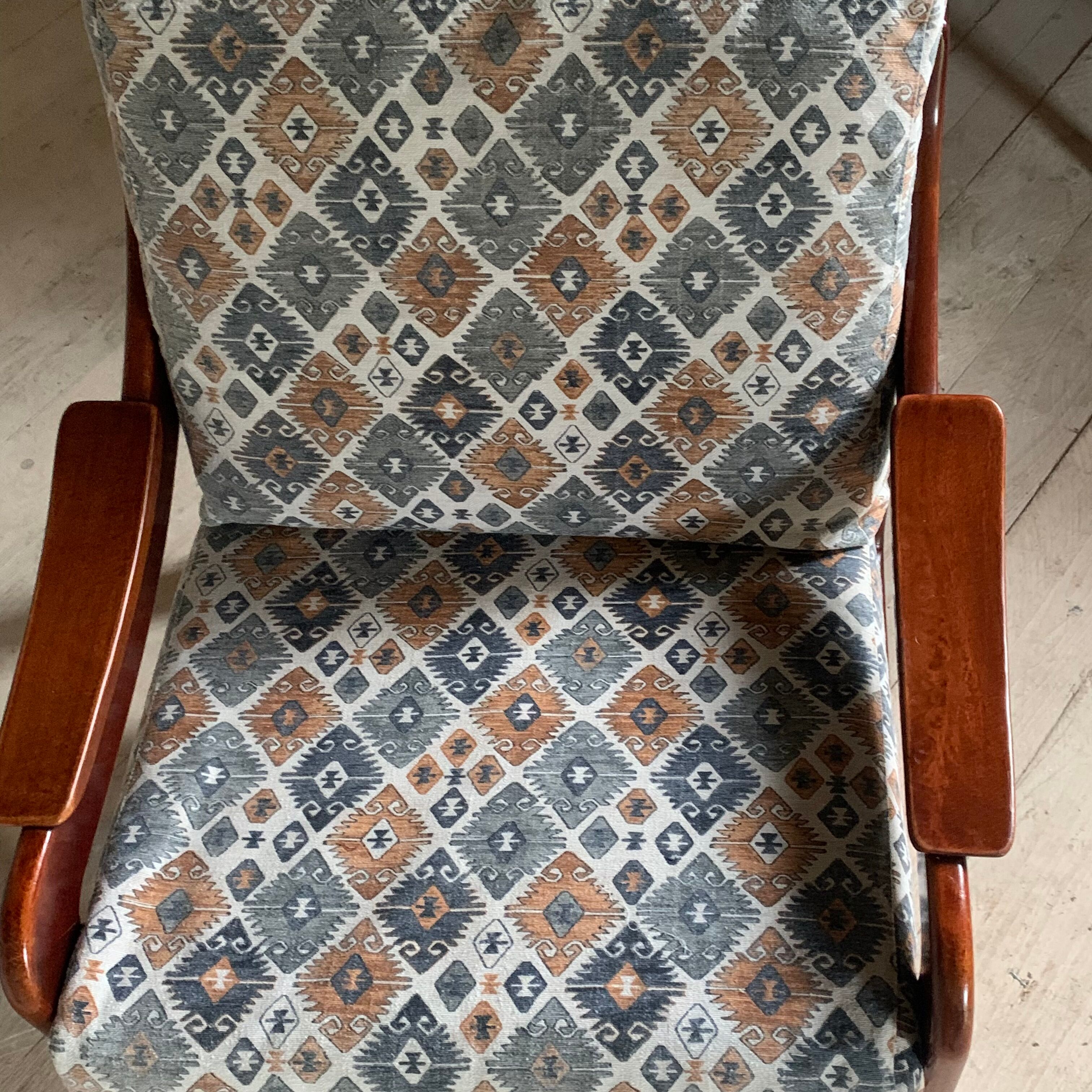 Armchair sleigh vintage 70s