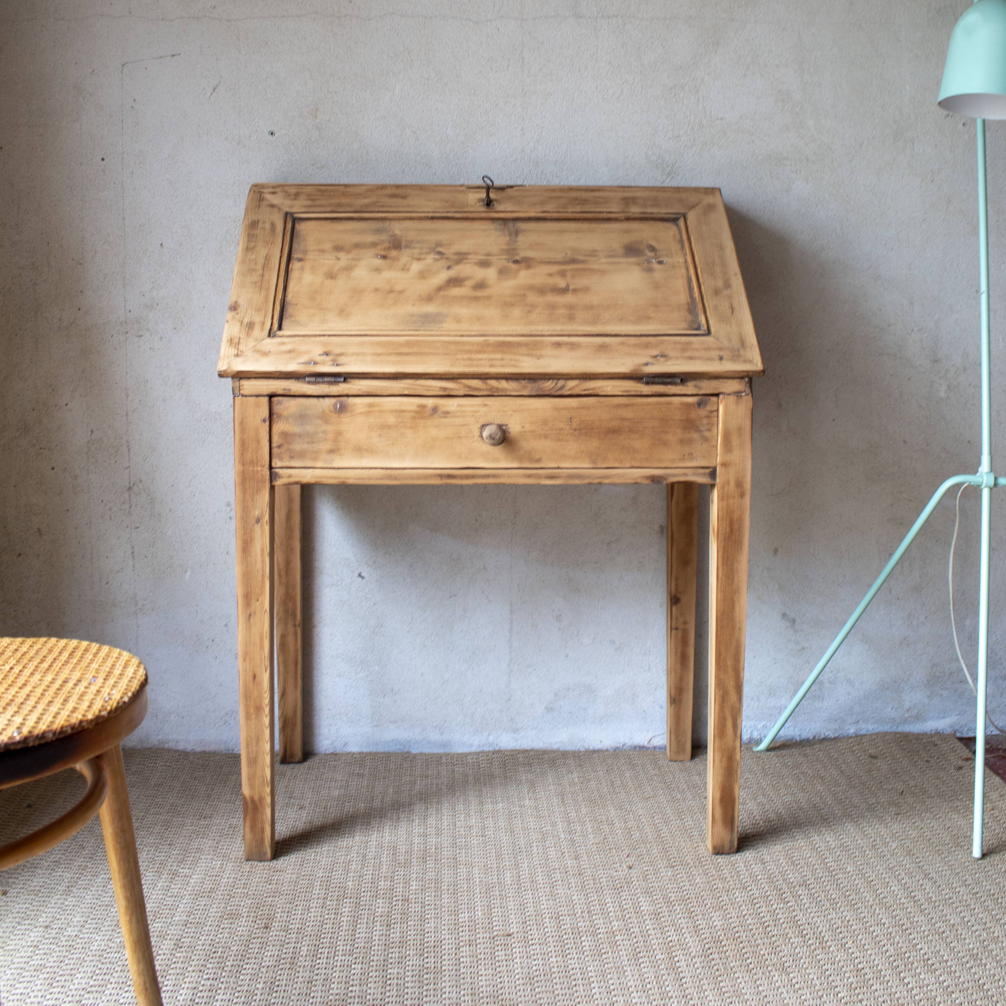 Secrétaire bureau vintage ancien bois massif