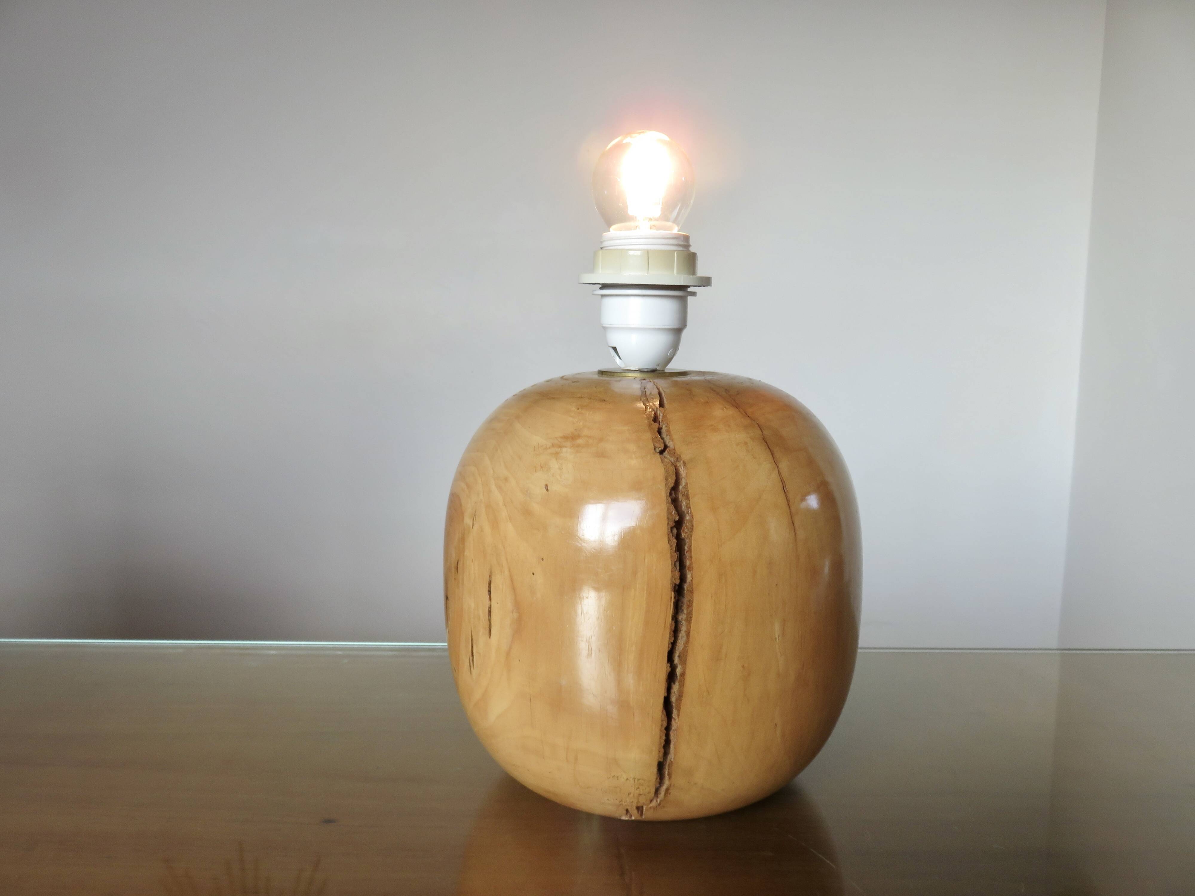 Elm lamp, French work, 70s-80s