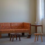 Danish Mid-Century Two-Seat Sofa in Oak, Reupholstered, by Tage Poulsen, 1960s