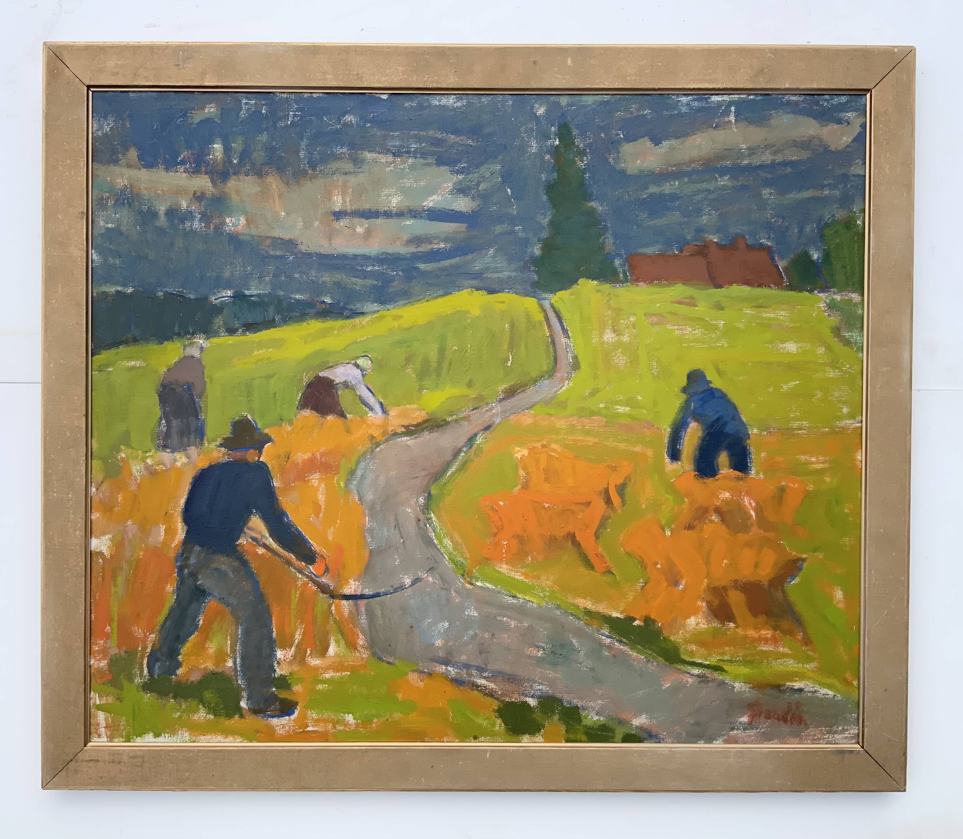 Svan Grandin (1906- 1982) Large Vintage Oil on Canvas Landscape, signed