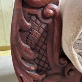 Mahogany wood/fabric bench circa 1900