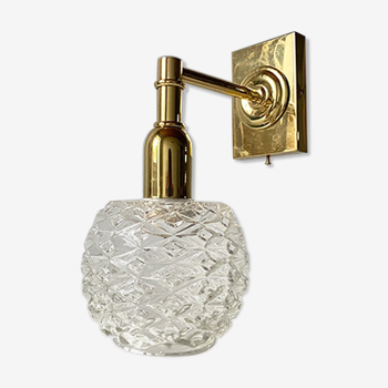 Brass and chiseled glass globe sconce 70s