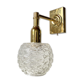 Brass and chiseled glass globe sconce 70s