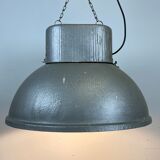 Oval industrial polish factory pendant lamp from mesko, 1970s