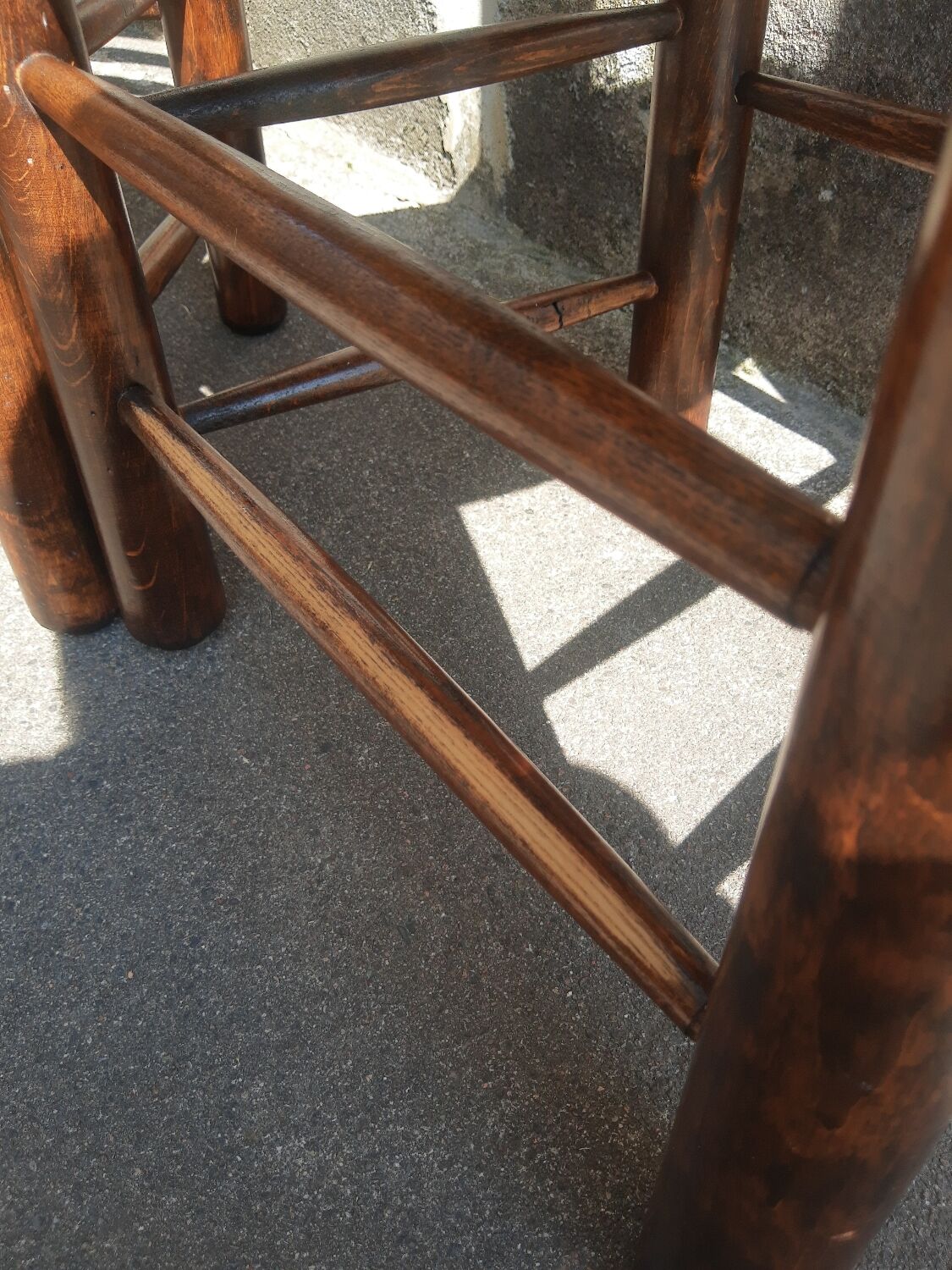 Pair of brutalist wood mulched chairs