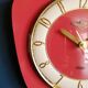 Vintage formica silent wall clock "English red Lutetia"