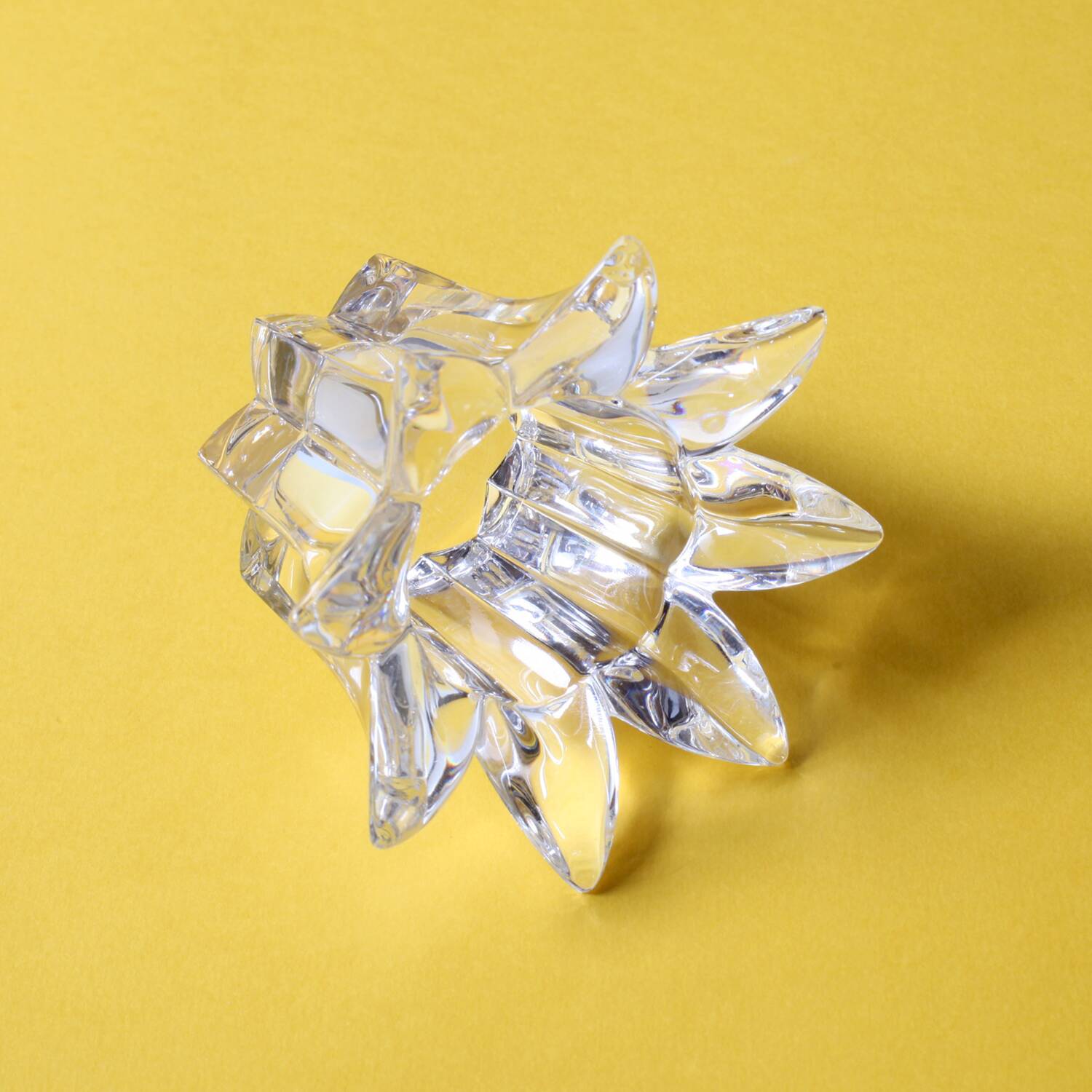 Vintage Royal Crystal Rock Laurus Votive Candle Holder / Italy / 1990s